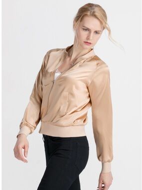 Lilysilk Women's Silk Pink Bomber Jacket